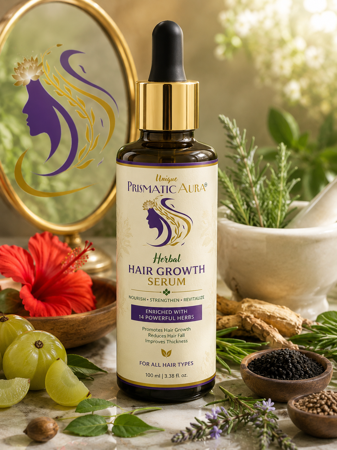 Unique Prismatic Aura herbal hair growth serum